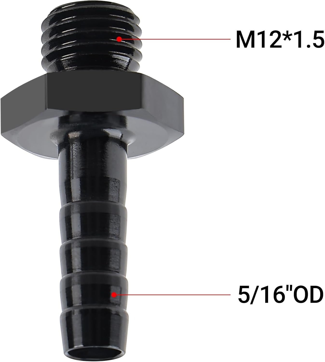 [M12x1.5 to 5/16 barb,Black]