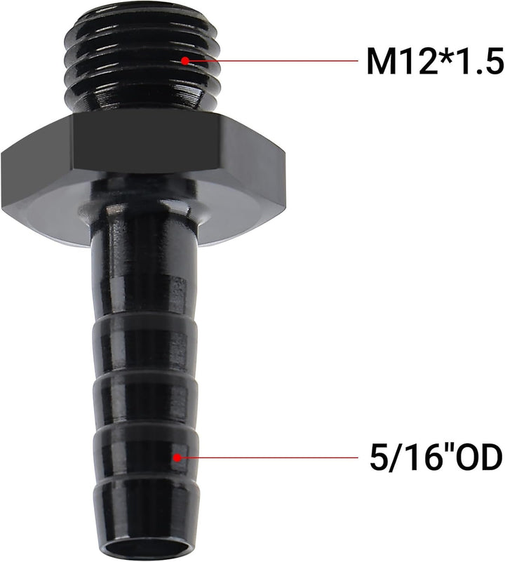 [M12x1.5 to 5/16 barb,Black]