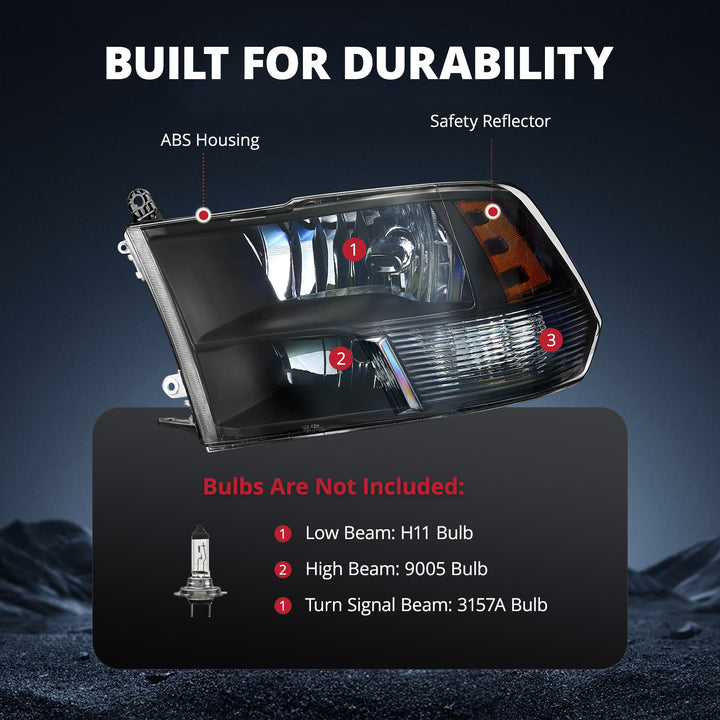 EVIL ENERGY For 2009-2018 Dodge RAM 1500 2500 3500 Headlight Assembly - EVILENERGY