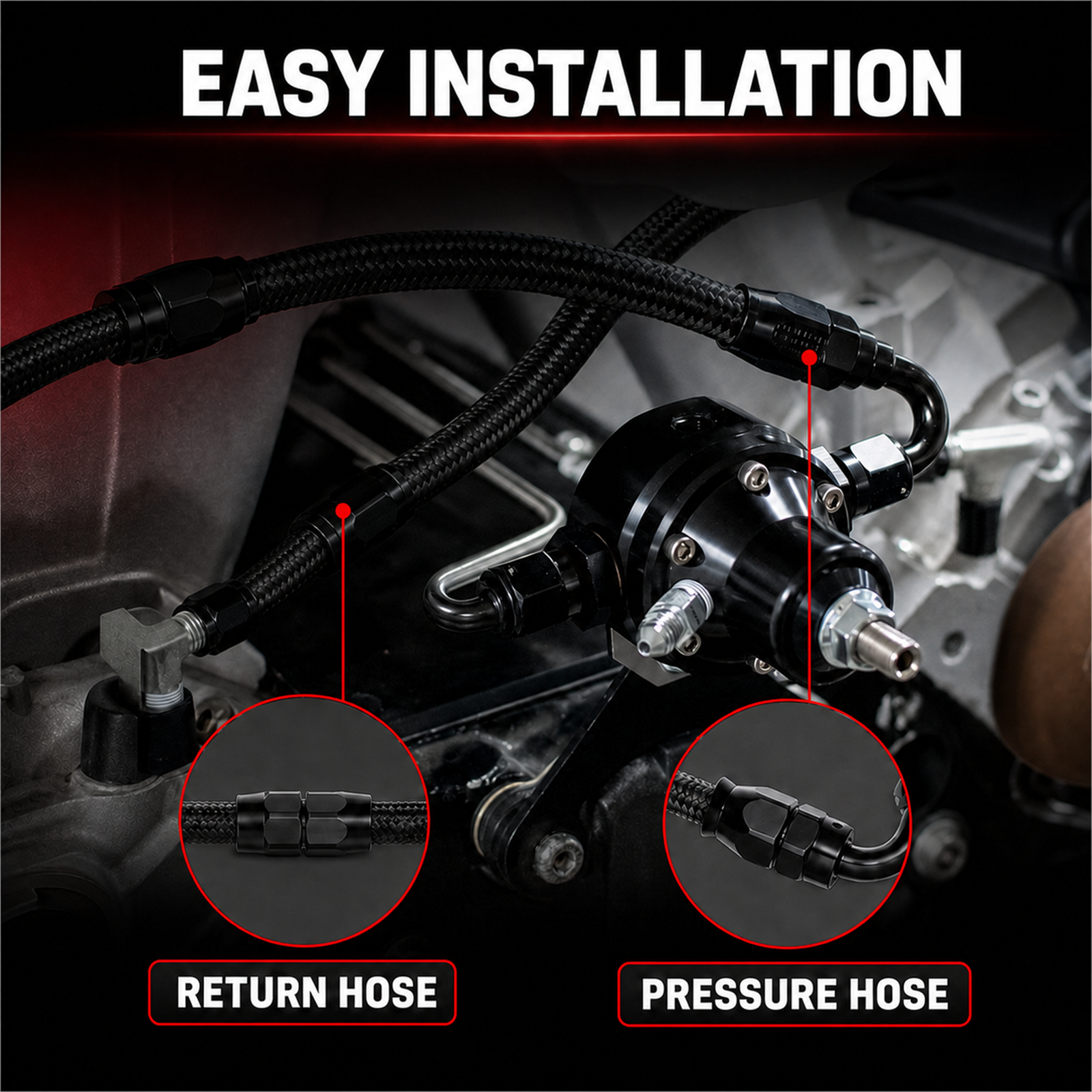 EVIL ENERGY AN6 Power Steering Hose Kit for GM LS Swap LS1 LS3