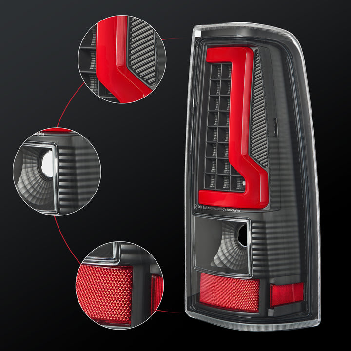 EVIL ENERGY Fit For Chevy Silverado 2003 2004 2005 2006 LED Tail Lights Assembly,  Smoked Tail Lights Truck Rear Lamp Black & Red 1 Pair - EVILENERGY
