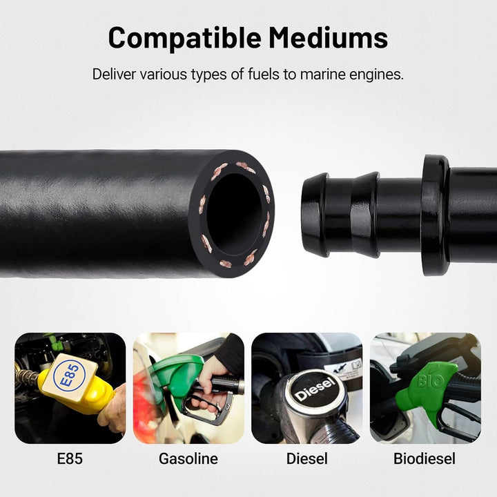 EVIL ENERGY Marine Fuel Hose Type A1-15 SAE J1527 Rubber Hose -3/8 1/4 5/16 Inch (10/25FT) - EVILENERGY