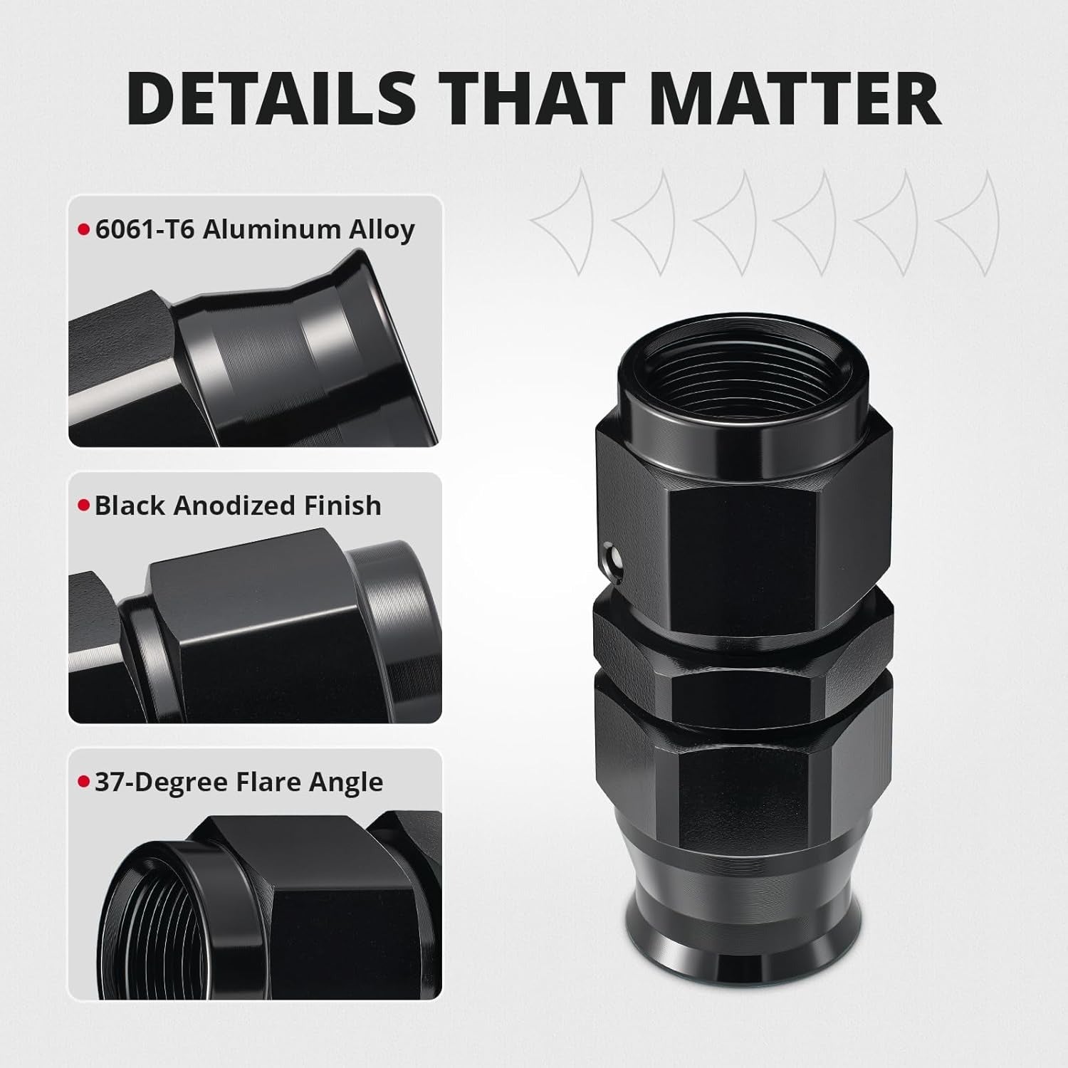 EVIL ENERGY AN Female Flare to Compression Hardline Fitting Aluminum Black - EVILENERGY