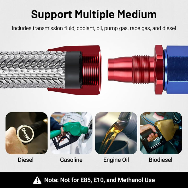 EVIL ENERGY 4/6/8/10/12AN CPE Fuel Line Kit Braided Nylon Fuel Hose 10FT Silver - EVILENERGY