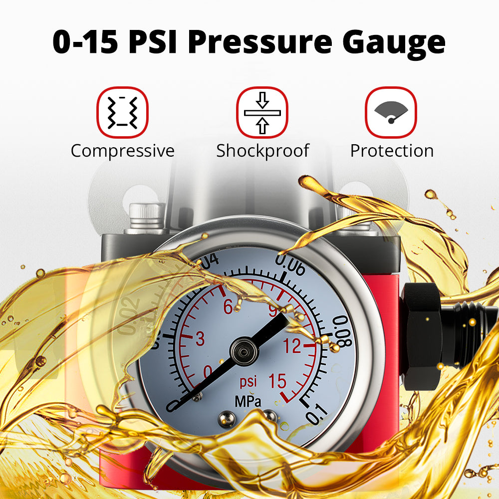 Evil Energy Carburetor Fuel Pressure Regulator - Adjustable 5-12 PSI for Small Engine Gas/E85/Alcohol Compatible (Low Pressure, No Overflow)