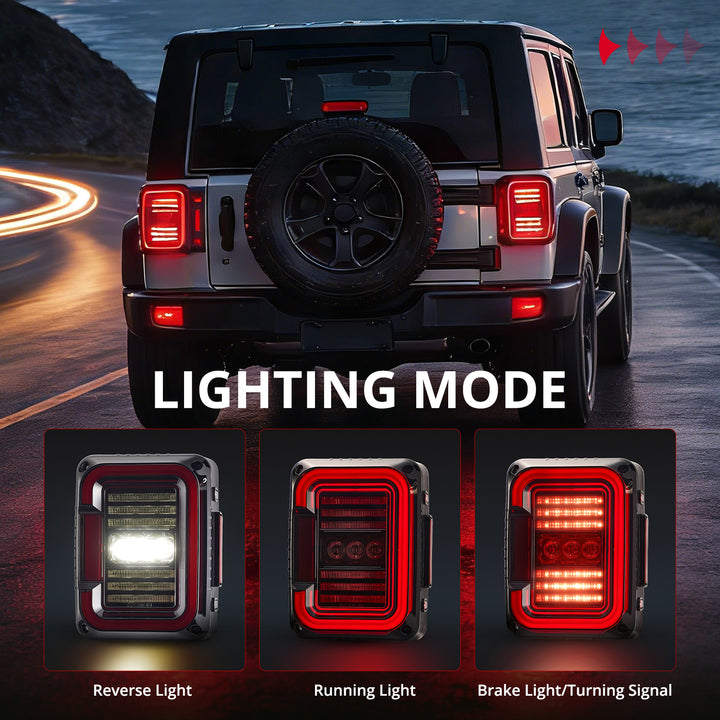 EVIL ENERGY Fit For 2007-2018 Jeep JK JKU LED Tail Lights, Unique C Shaped Design Smoked Lens, 20W Reverse Lights, Built-in EMC, DOT Compliant,2 PCS - EVILENERGY