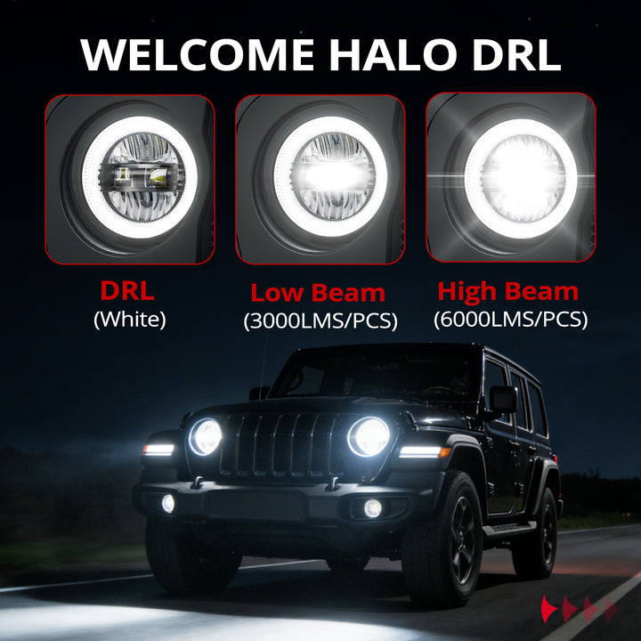 EVIL ENERGY 9 Inch RGB Round LED Headlight Replacement for 2018