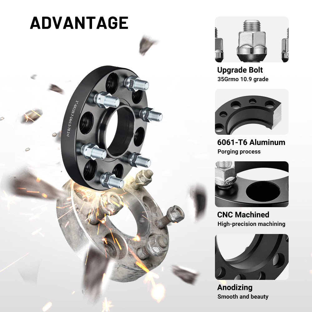 EVIL ENERGY 6x139.7mm 1inch Wheel Spacers for Chevrolet & GMC Trucks (1999 - 2013) 4 - Piece Set with 14x1.5 Bolts, 78.1 Hub Bore