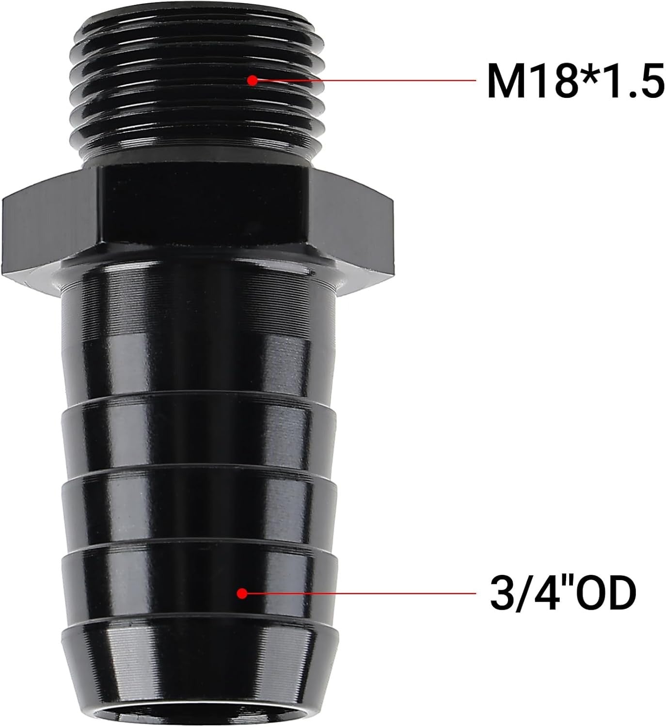[M18x1.5 to 3/4 barb,Black]