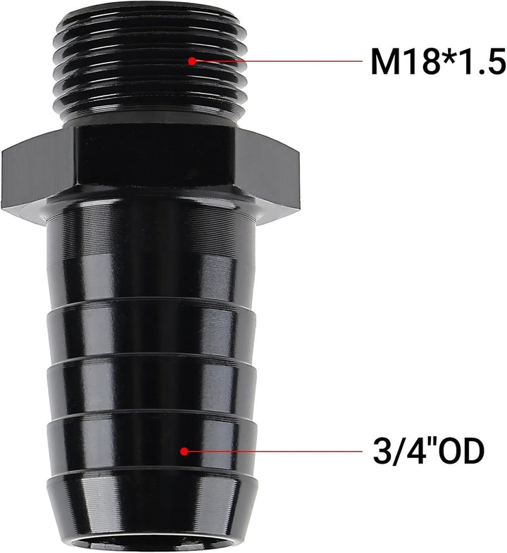 [M18x1.5 to 3/4 barb,Black]