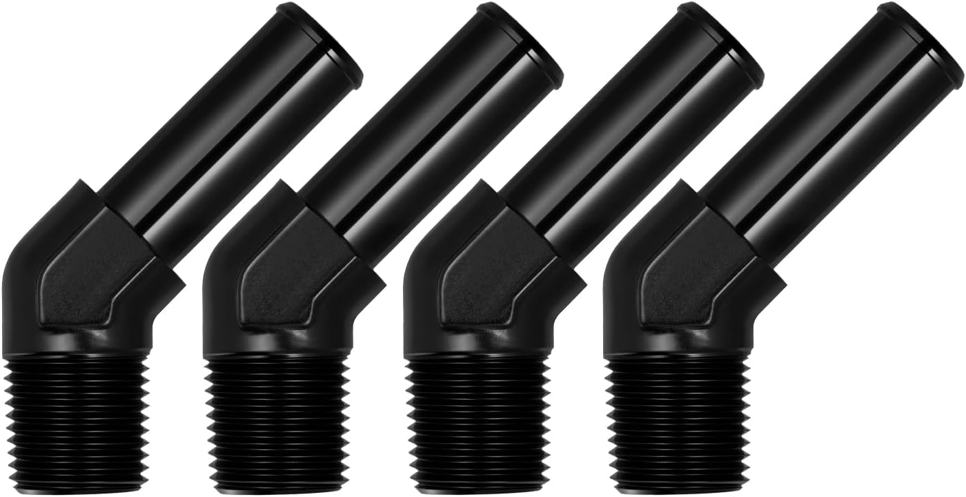 EVIL ENERGY NPT Male to Barb Fitting Adapter 45 Degree Aluminum Black