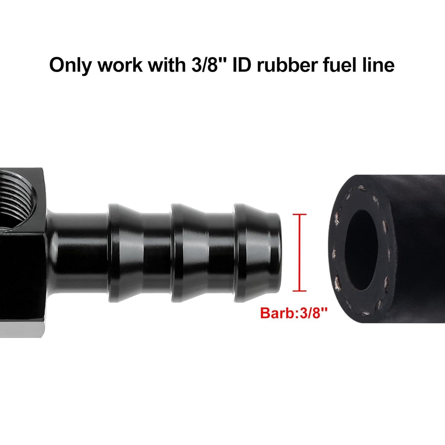 EVIL ENERGY Barb Fuel Pressure Gauge Fitting Adapter with NPT Sensor Gage Port Aluminum Black