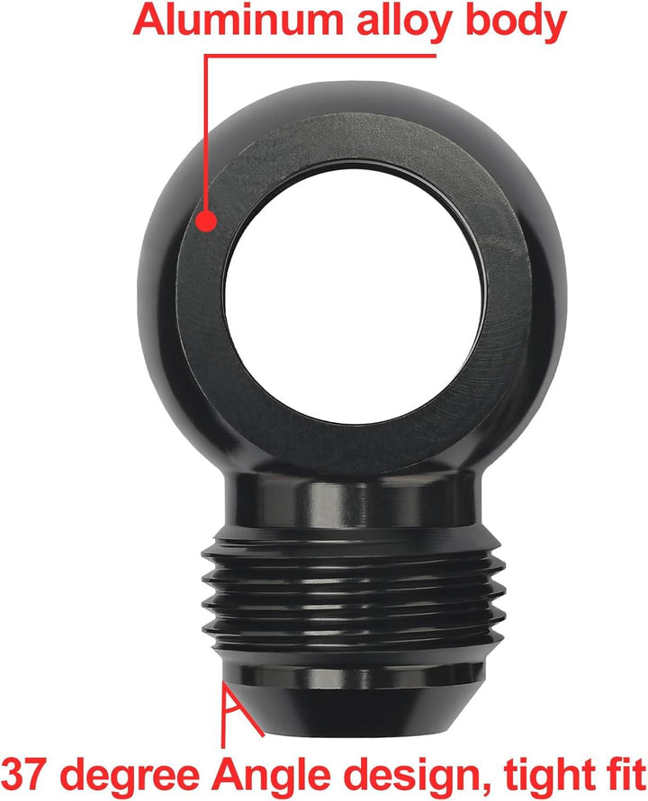 EVIL ENERGY Fuel Banjo Fitting Banjo Hole to AN Male Flare Adapter Fitting Aluminum Black - EVILENERGY