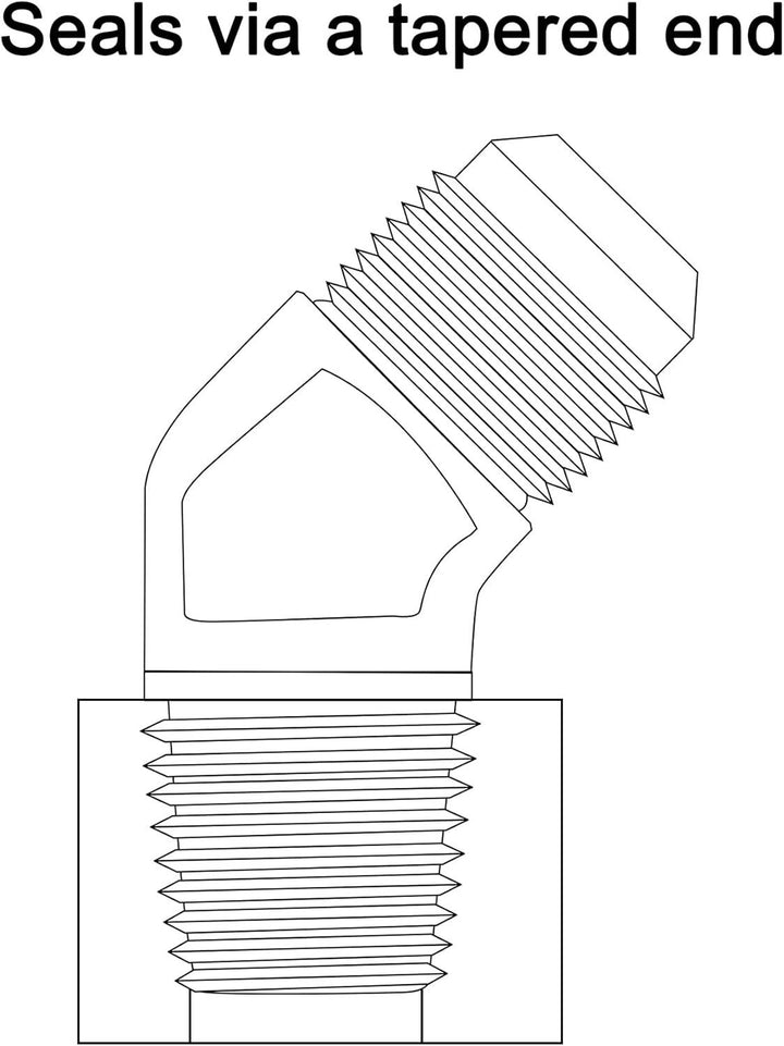 EVIL ENERGY AN Male Flare to NPT Pipe 45 Degree Fitting Adapter Aluminum Black - EVILENERGY