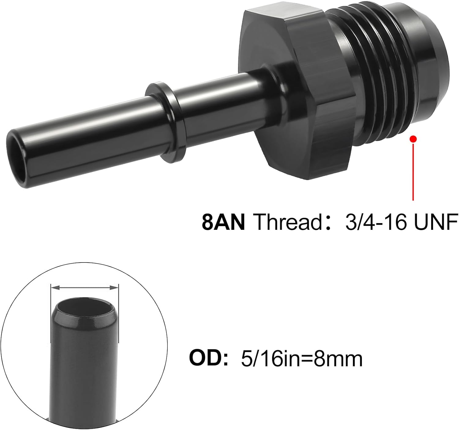 [8AN to 5/16,Straight]