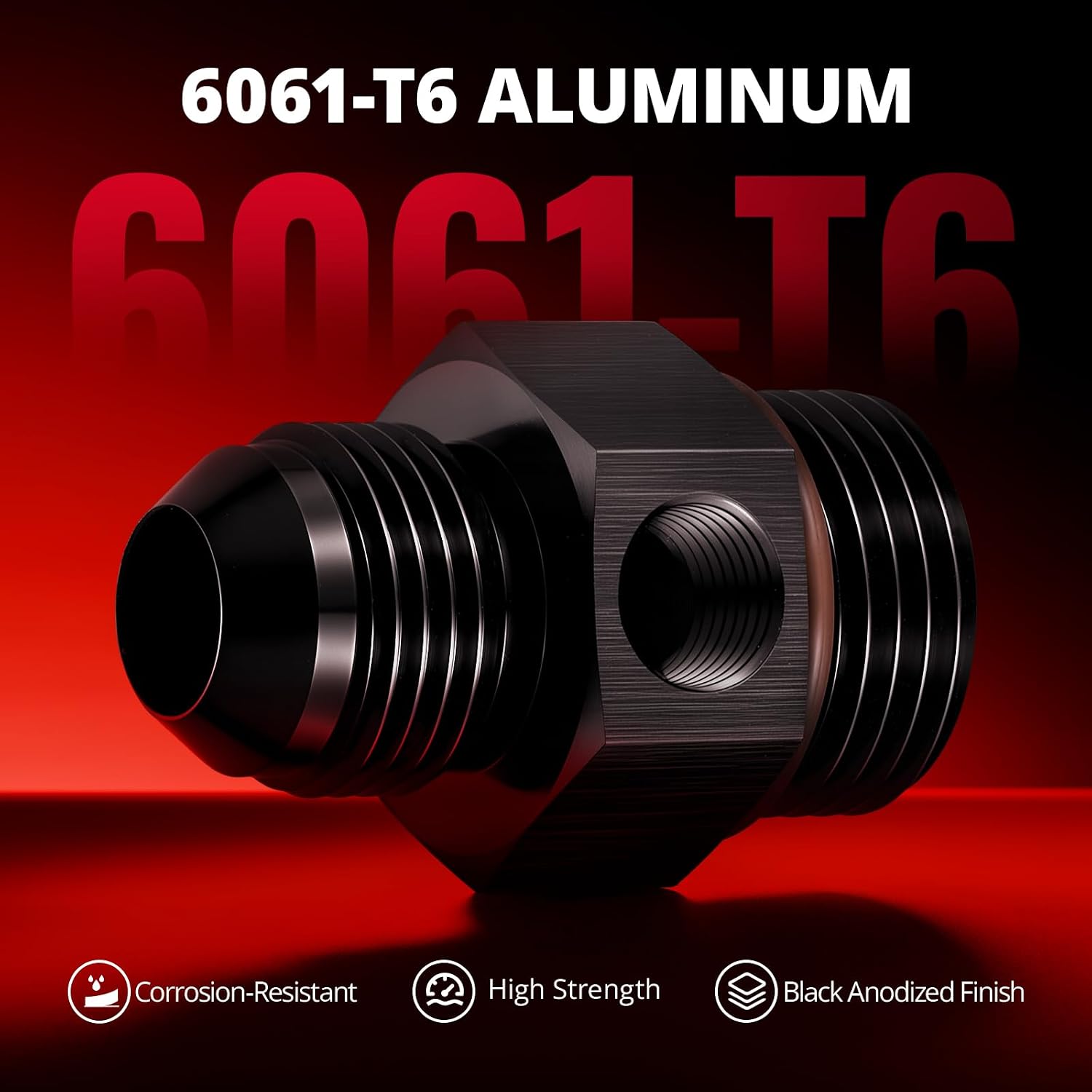 EVIL ENERGY 6/8/10AN Male Flare to -6/8/10AN ORB Male with 1/8" NPT Gauge Port Fuel Pressure Take off Fitting Adapter Aluminum