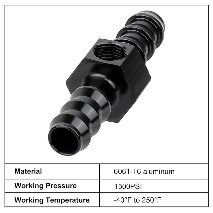 EVIL ENERGY Barb Fuel Pressure Gauge Fitting Adapter with NPT Sensor Gage Port Aluminum Black - EVILENERGY