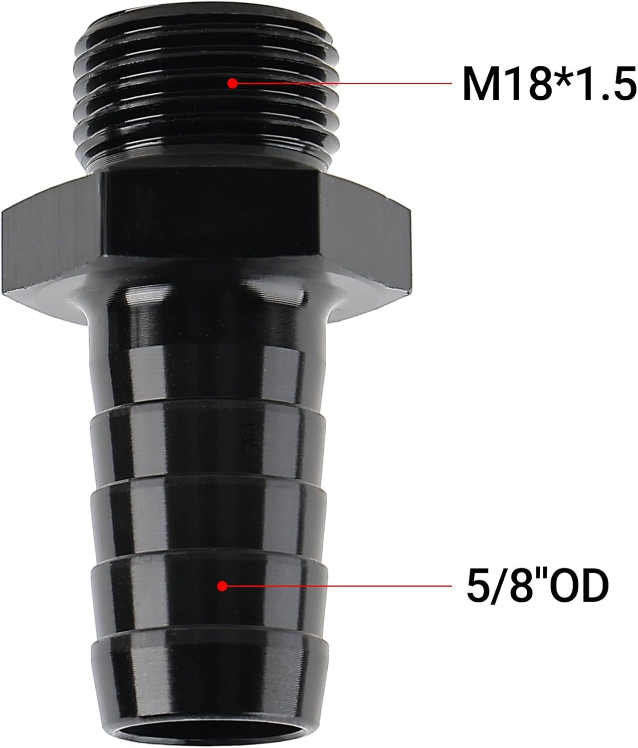 [M18x1.5 to 5/8 barb,Black]