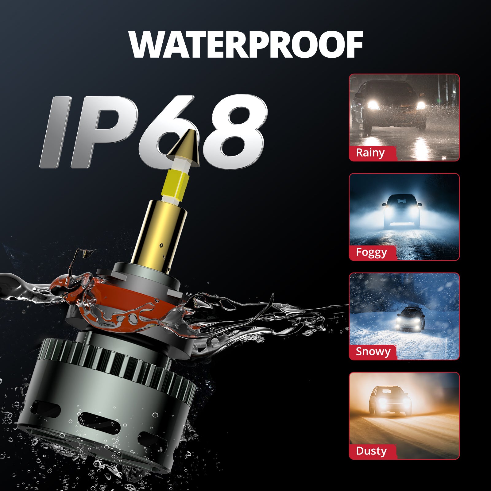 EVIL ENERGY RD09 Bullet H11/H8/H9 130W 360°Full Illumination LED Headlight Bulbs 900% Brighter Than Halogen and 60000Hrs Lifespan