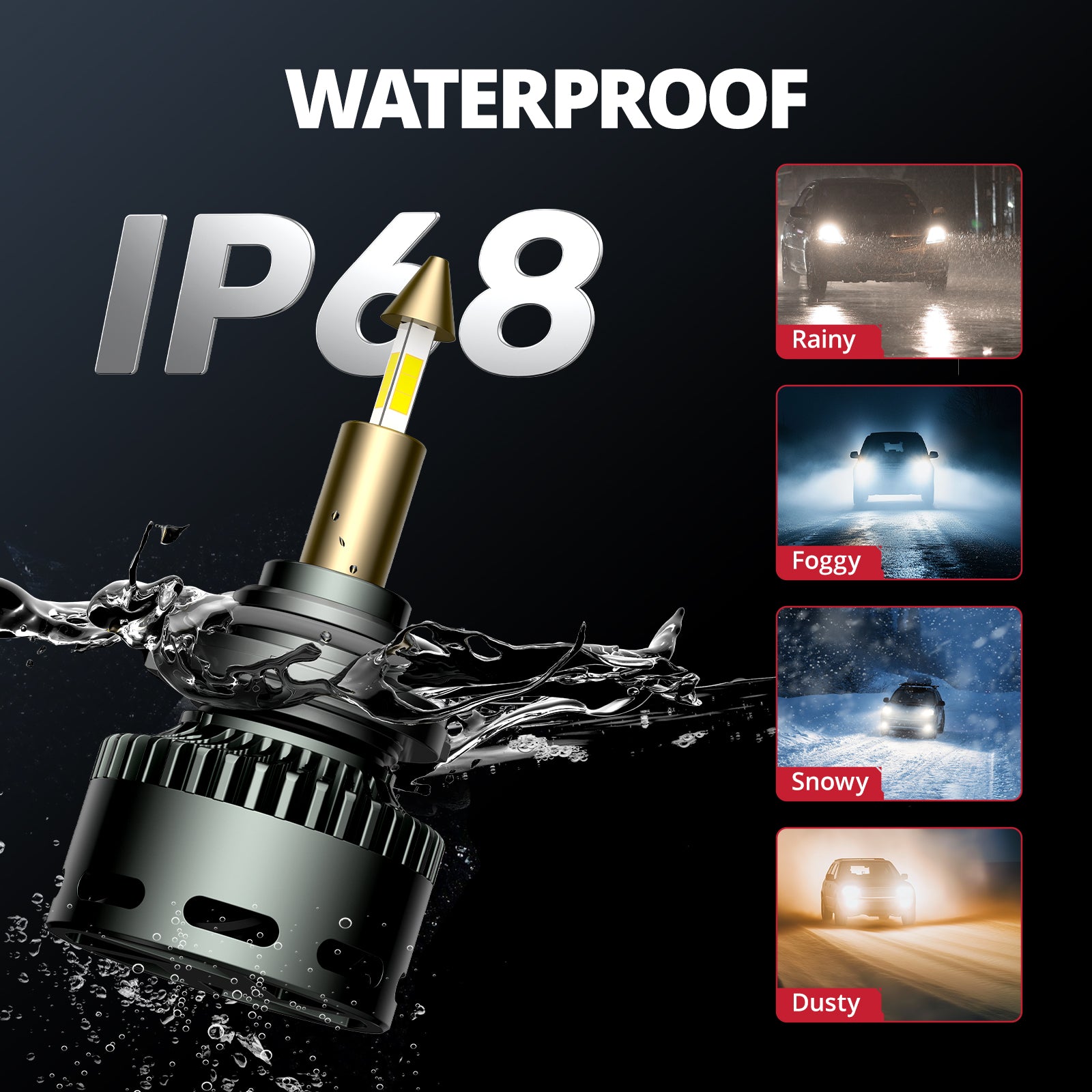EVIL ENERGY RD09 Bullet 9006/HB4 130W 360°Full Illumination LED Headlight Bulbs 900% Brighter Than Halogen and 60000Hrs Lifespan