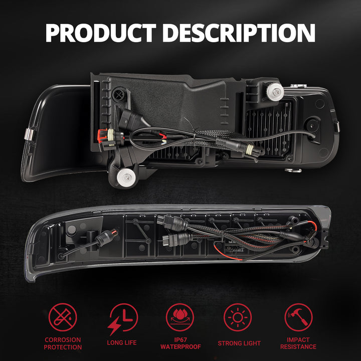 EVIL ENERGY LED Headlights Assembly Headlamps Replacement Compatible with 1999-2002 Chevy Silverado 2000-2006 Chevy Suburban Tahoe DRL Turn Signal Hi/Low Beam with Bulbs (NOT FIT for GMC) - EVILENERGY