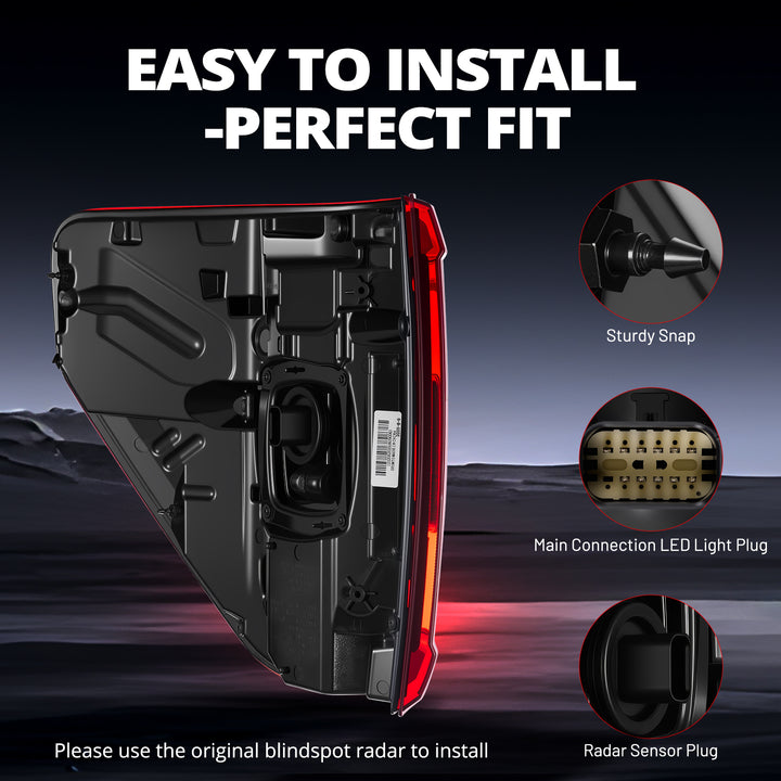 EVIL ENERGY Fit For 2021-2023 Ford F150 LED Tail Light Assembly w/Blind Spot, Right Passenger Side Taillight Rear Brake Lamp (Module NOT Included) - EVILENERGY