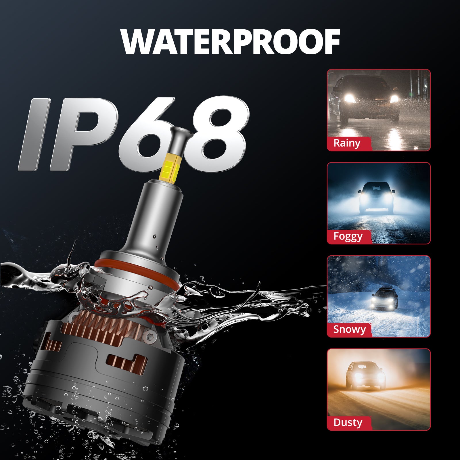EVIL ENERGY V7 Brightest 150W 360° Full IIlumination 9005/HB3 6500K White 45000LM IP68 LED Headlight Bulbs 2 Pcs