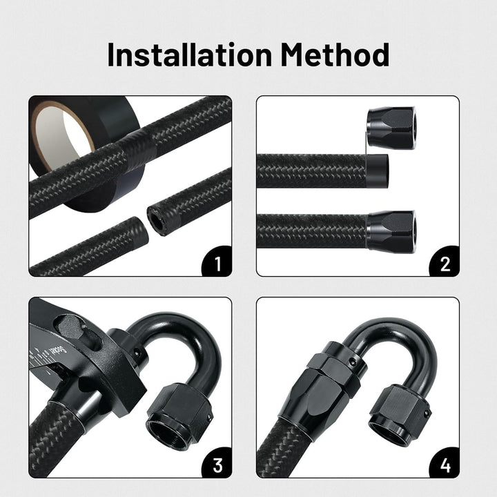 EVIL ENERGY 4/6/8/10AN CPE Fuel Line Kit Black Nylon Braided Fuel Hose Fitting Kit 20FT/25FT - EVILENERGY