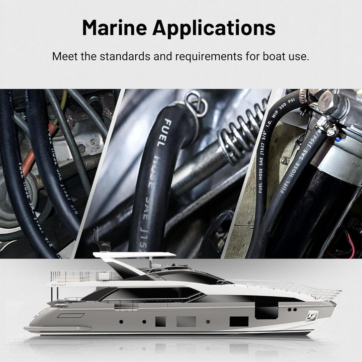 EVIL ENERGY Marine Fuel Hose Type A1-15 SAE J1527 Rubber Hose -3/8 1/4 5/16 Inch (10/25FT) - EVILENERGY