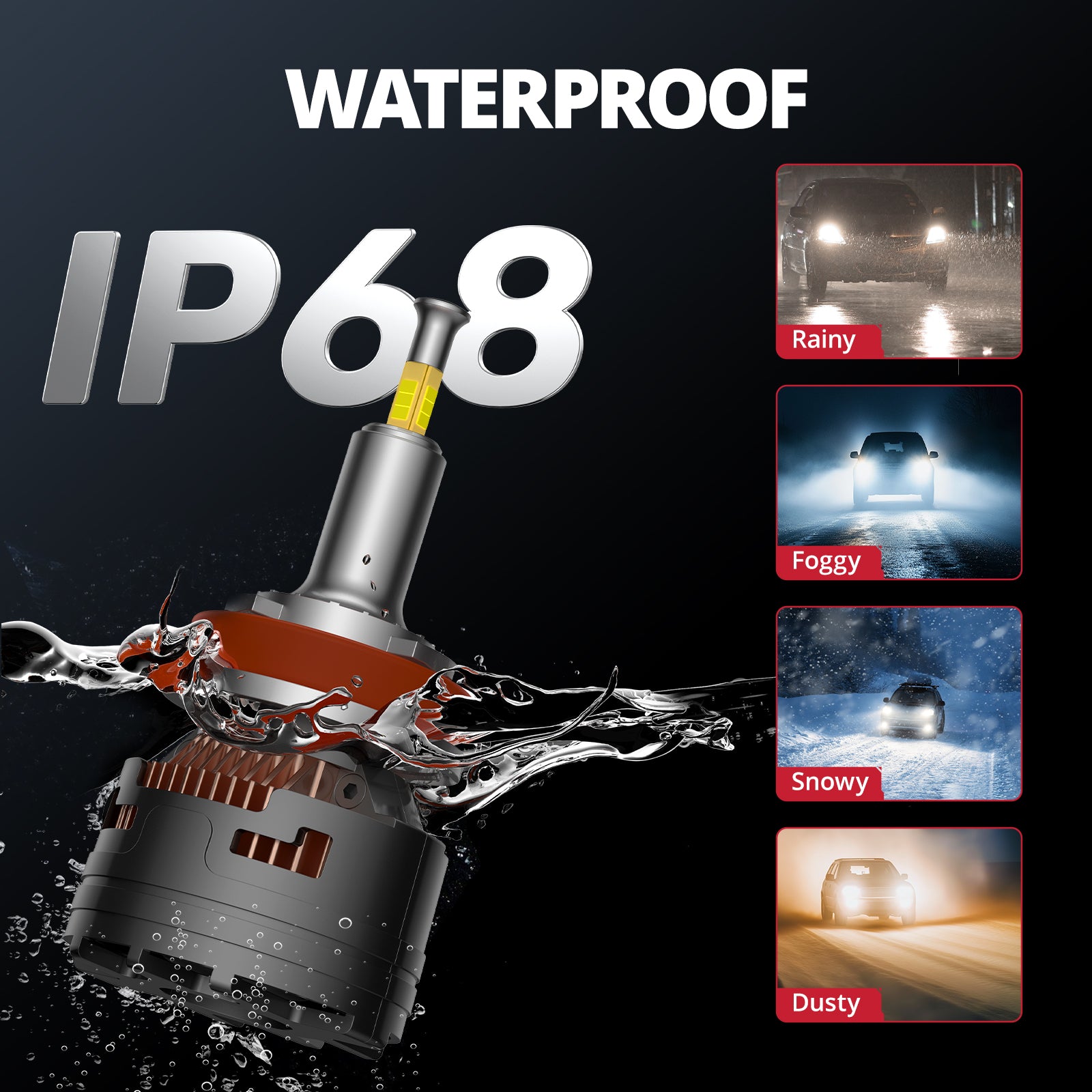 EVIL ENERGY V7 Brightest 150W 360° Full IIlumination H11/H8/H9 6500K White 45000LM IP68 LED Headlight Bulbs 2 Pcs