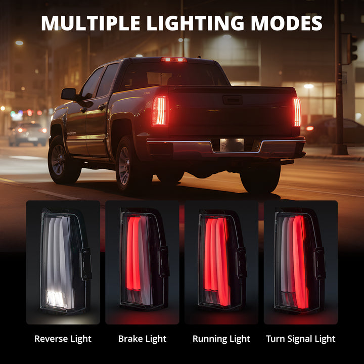 EVIL ENERGY LED Tail Lights Assembly Fit for Chevy Silverado 2003-2007 1500 2500 3500HD, IP67 Waterproof LED Tail Lights Rear Tail Lights Pair White - EVILENERGY