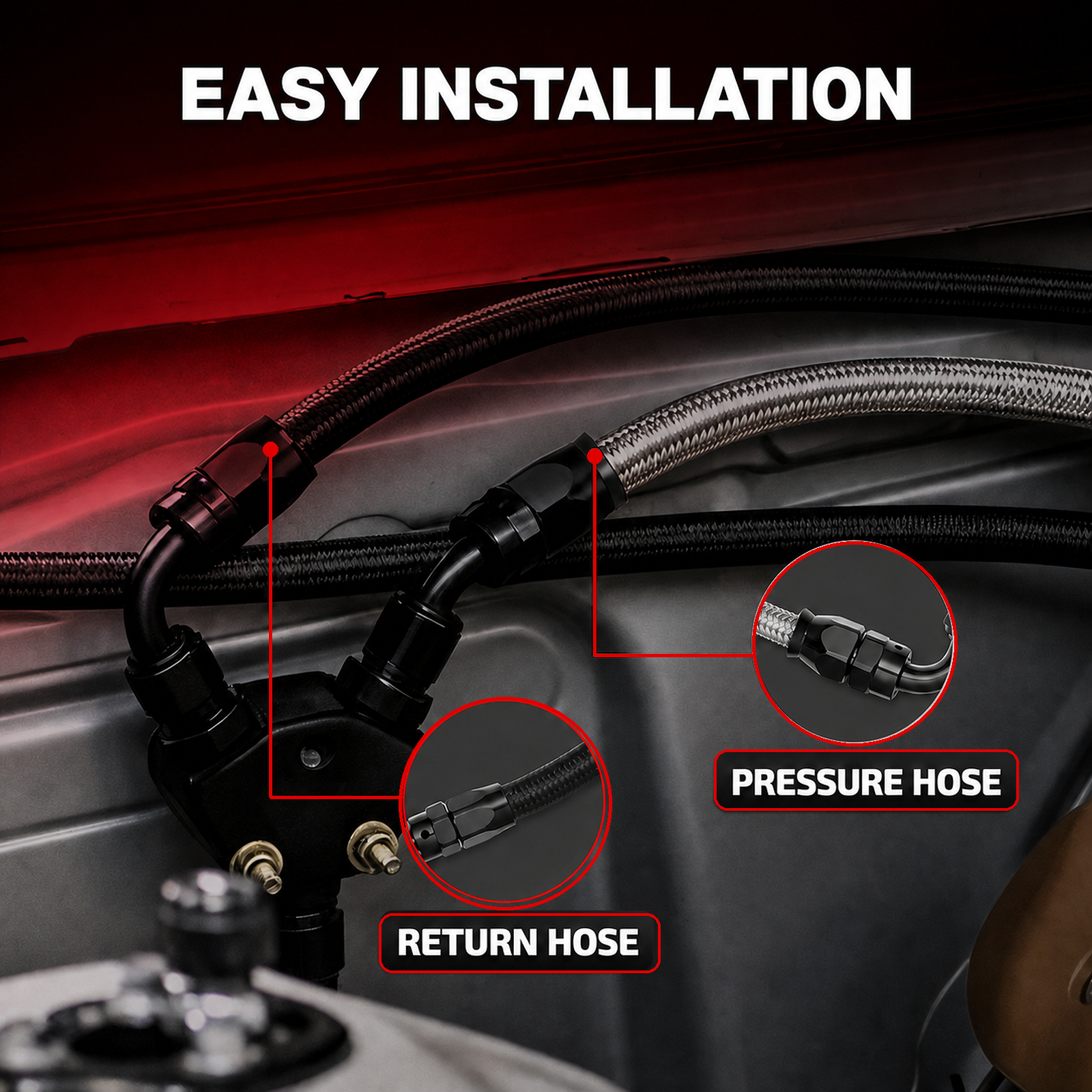 EVIL ENERGY AN6 High Pressure Power Steering Hose And Power Steering Return Line for Chevy C10 LS Swap
