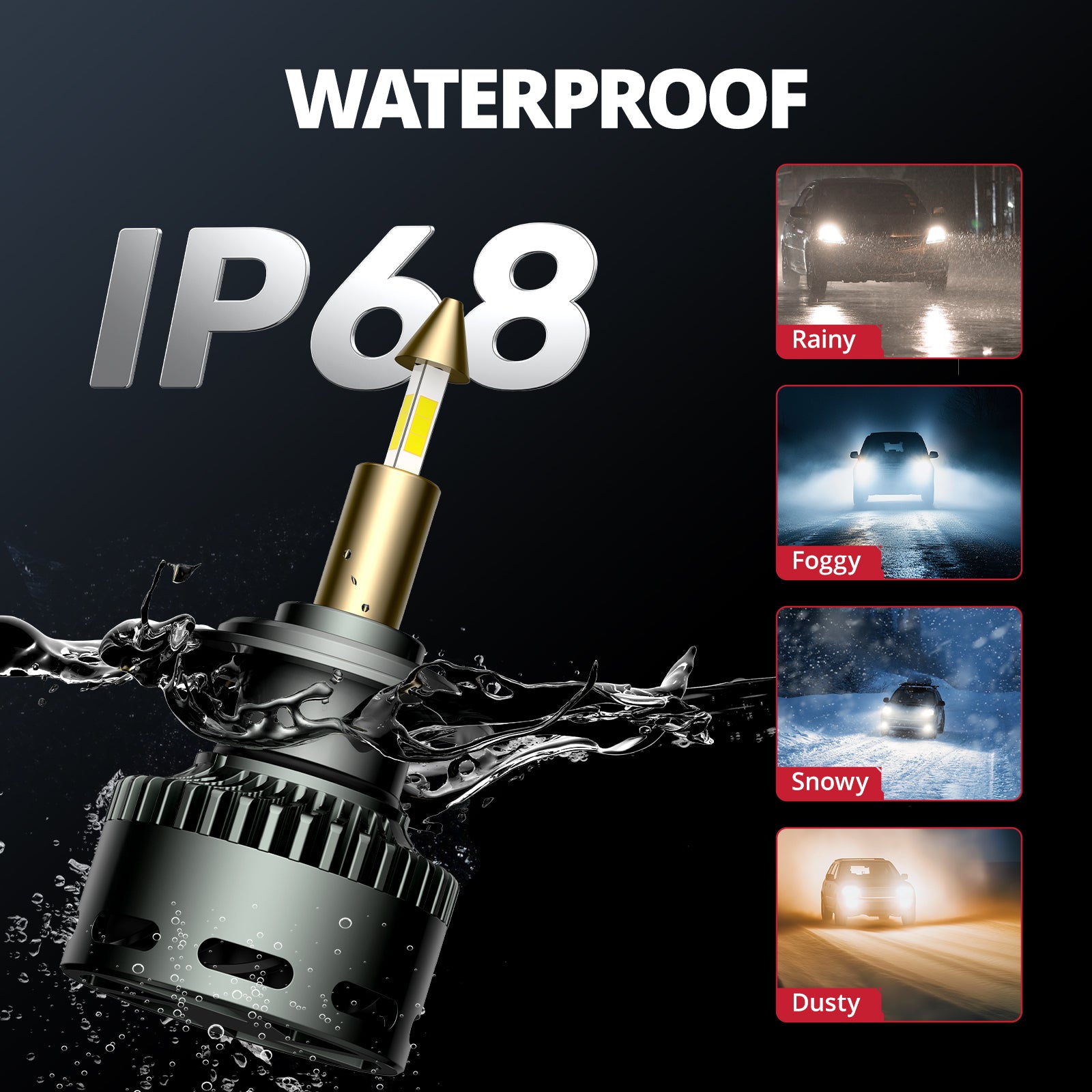 EVIL ENERGY RD09 Bullet 130W 360° Full IIlumination H4/9003/HB2 Dual Light Source 6500K White 40000LM IP68 LED Headlight Bulbs 2 Pcs