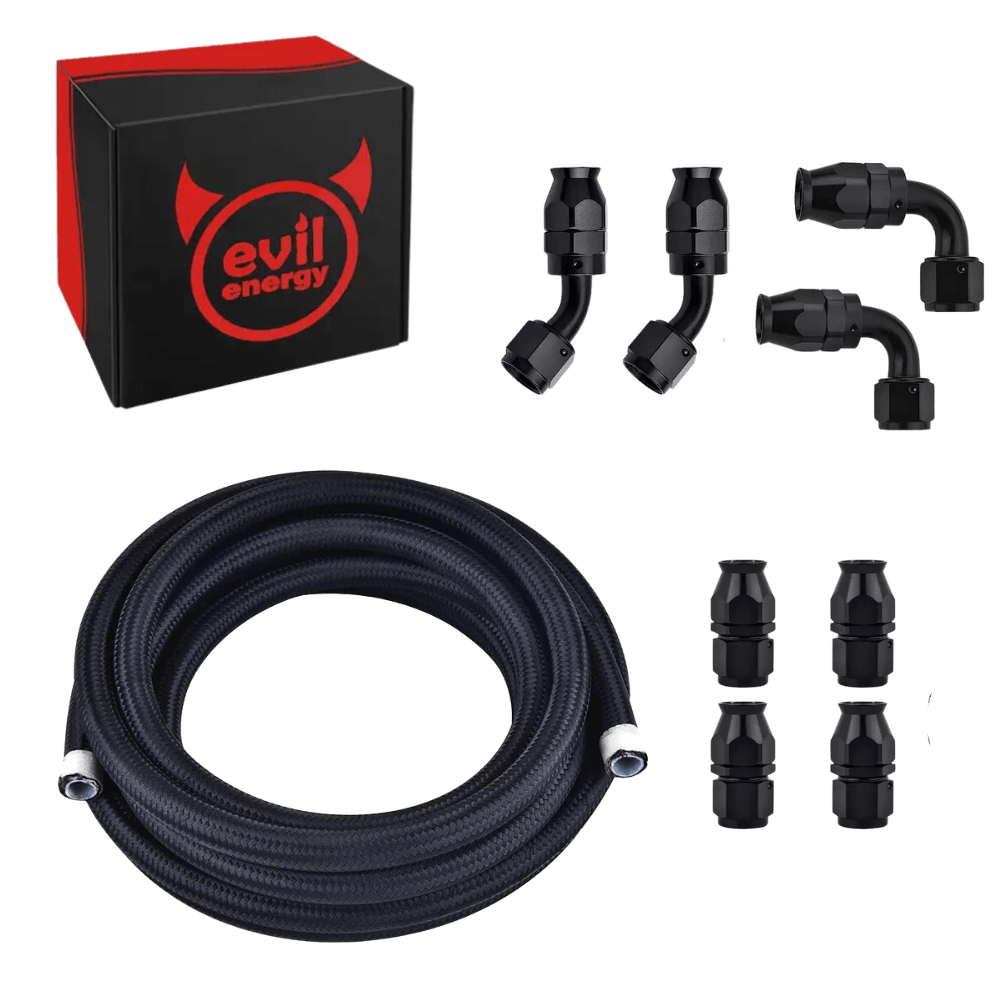 PTFE Fuel Line Fitting Kit 4/6/8/10AN Nylon Braided Fuel Hose 10-25FT ...