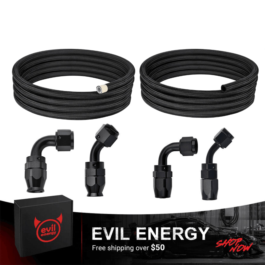 High-Performance AN6 Fuel Line Kit with PTFE & CPE Hoses, Black ...