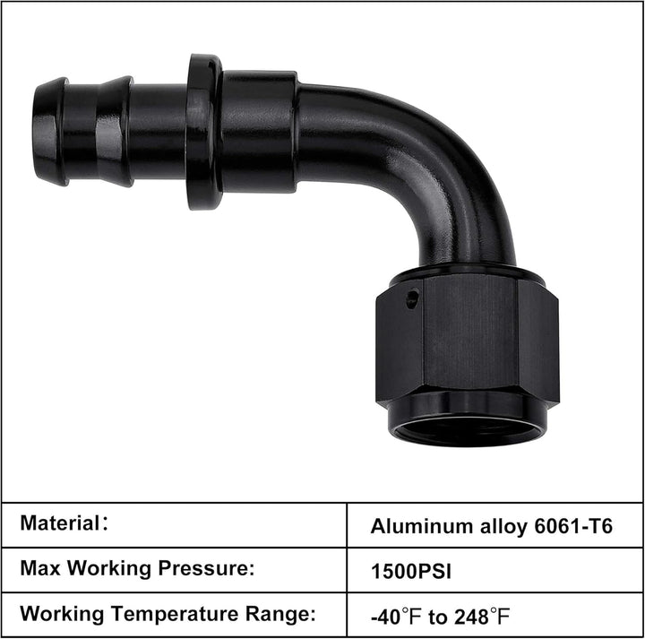 EVIL ENERGY 90 Degree Push Lock AN Hose Fitting End (4/6/8/10/12AN ) - EVILENERGY