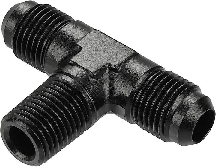 EVIL ENERGY AN Tee Male Flare to NPT on Side Branch T Fitting Adapter Aluminum Black - EVILENERGY