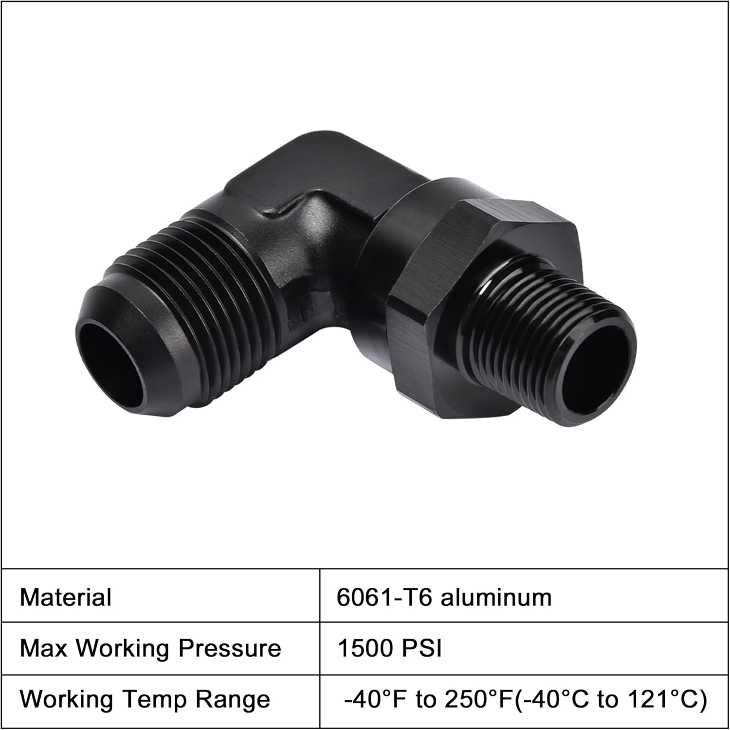 EVIL ENERGY AN Male Flare to NPT 90° Swivel Fitting Adapter Aluminum Black