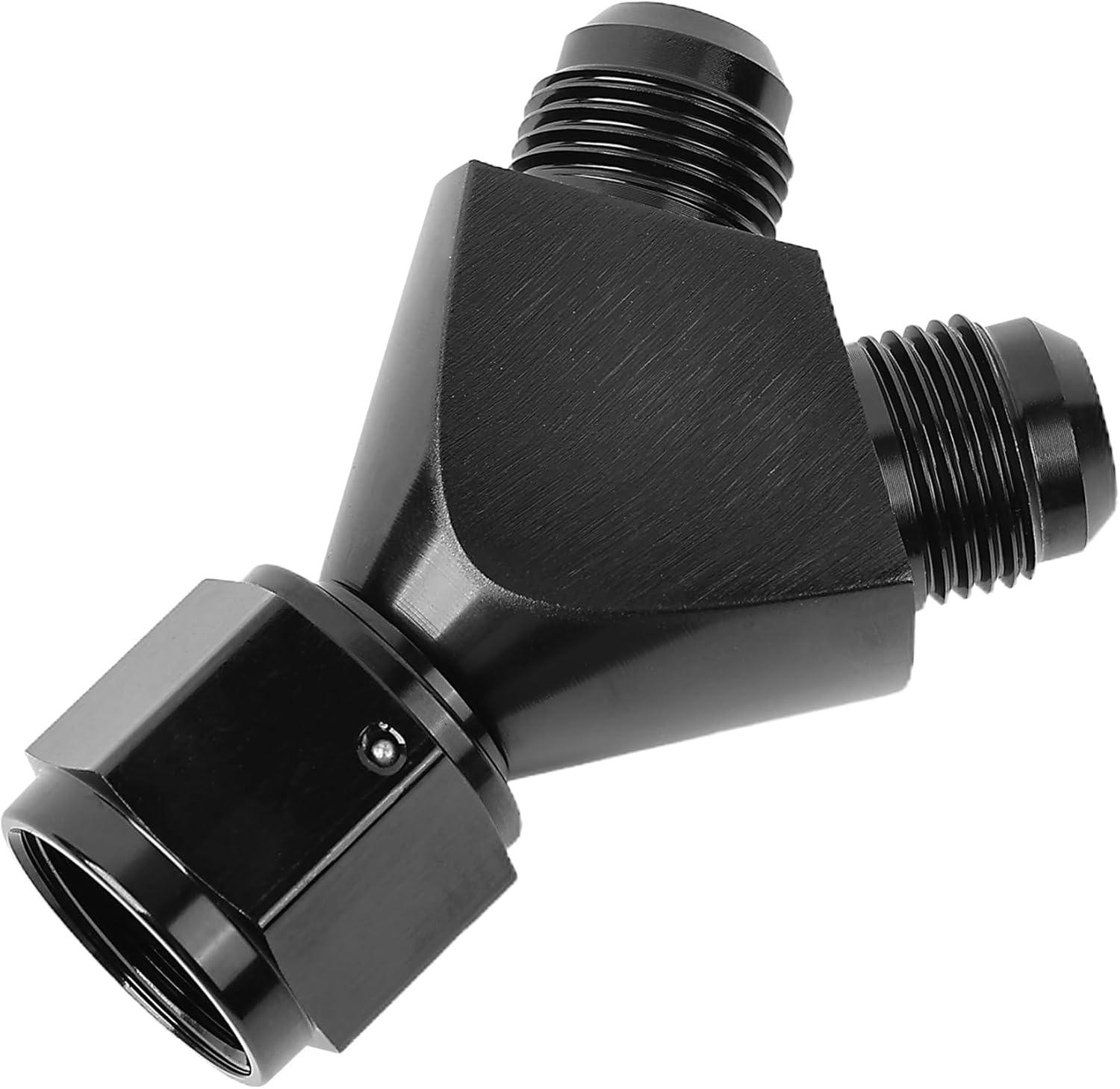 EVIL ENERGY AN Female to AN Male Flare Fitting Y Block Union Splitter Swivel Adapter Fitting Aluminum Black