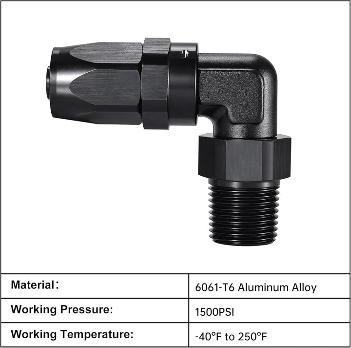 EVIL ENERGY NPT Male to AN 90 Degree Hose End Fitting Swivel for CPE Braided Hose - EVILENERGY