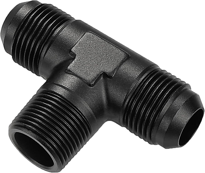 EVIL ENERGY AN Tee Male Flare to NPT on Side Branch T Fitting Adapter Aluminum Black - EVILENERGY
