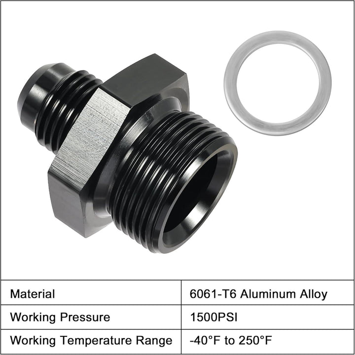 EVIL ENERGY 6AN Male Flare to Male Carb Carburetor Fuel Inlet Fitting Adapter Aluminum Black - EVILENERGY