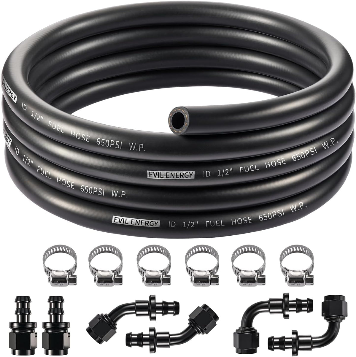 [8AN 1/2 inch,Black]