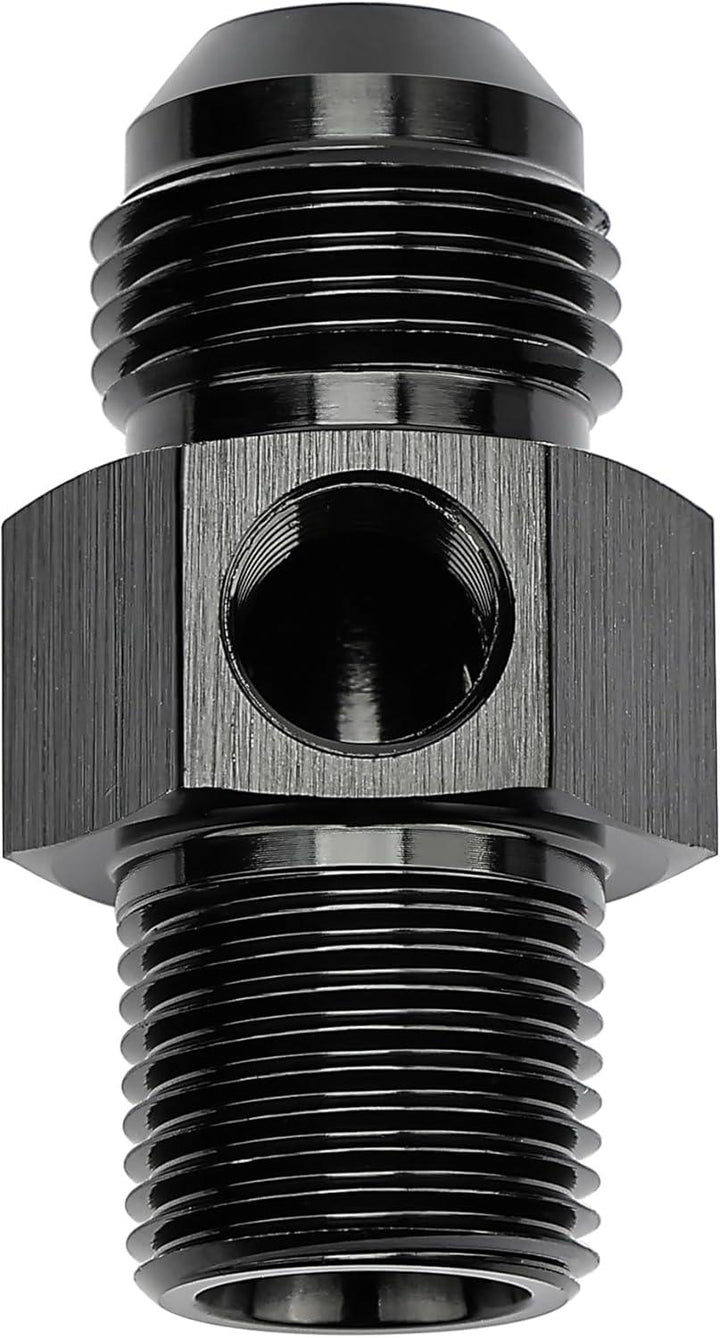 EVIL ENERGY AN to NPT with 1/8 NPT Gauge Port Fuel Pressure Take Off Fitting Adapter Aluminum - EVILENERGY