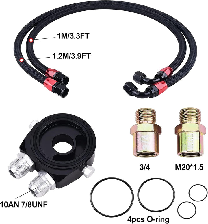 EVIL ENERGY 340mm 10/15 Row Oil Cooler Kit 10AN Transmission Universal Engine Cooler - EVILENERGY