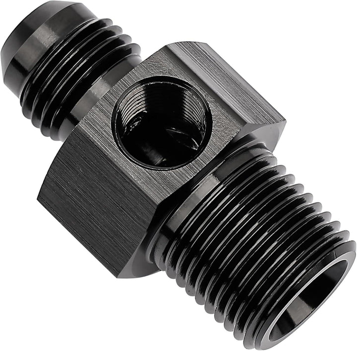 EVIL ENERGY AN to NPT with 1/8 NPT Gauge Port Fuel Pressure Take Off Fitting Adapter Aluminum - EVILENERGY