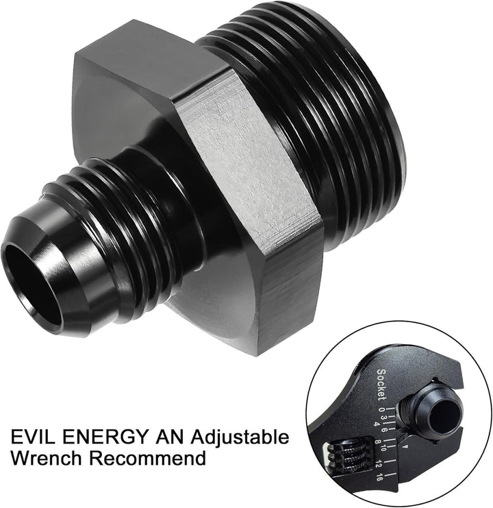 EVIL ENERGY 6AN Male Flare to Male Carb Carburetor Fuel Inlet Fitting Adapter Aluminum Black - EVILENERGY
