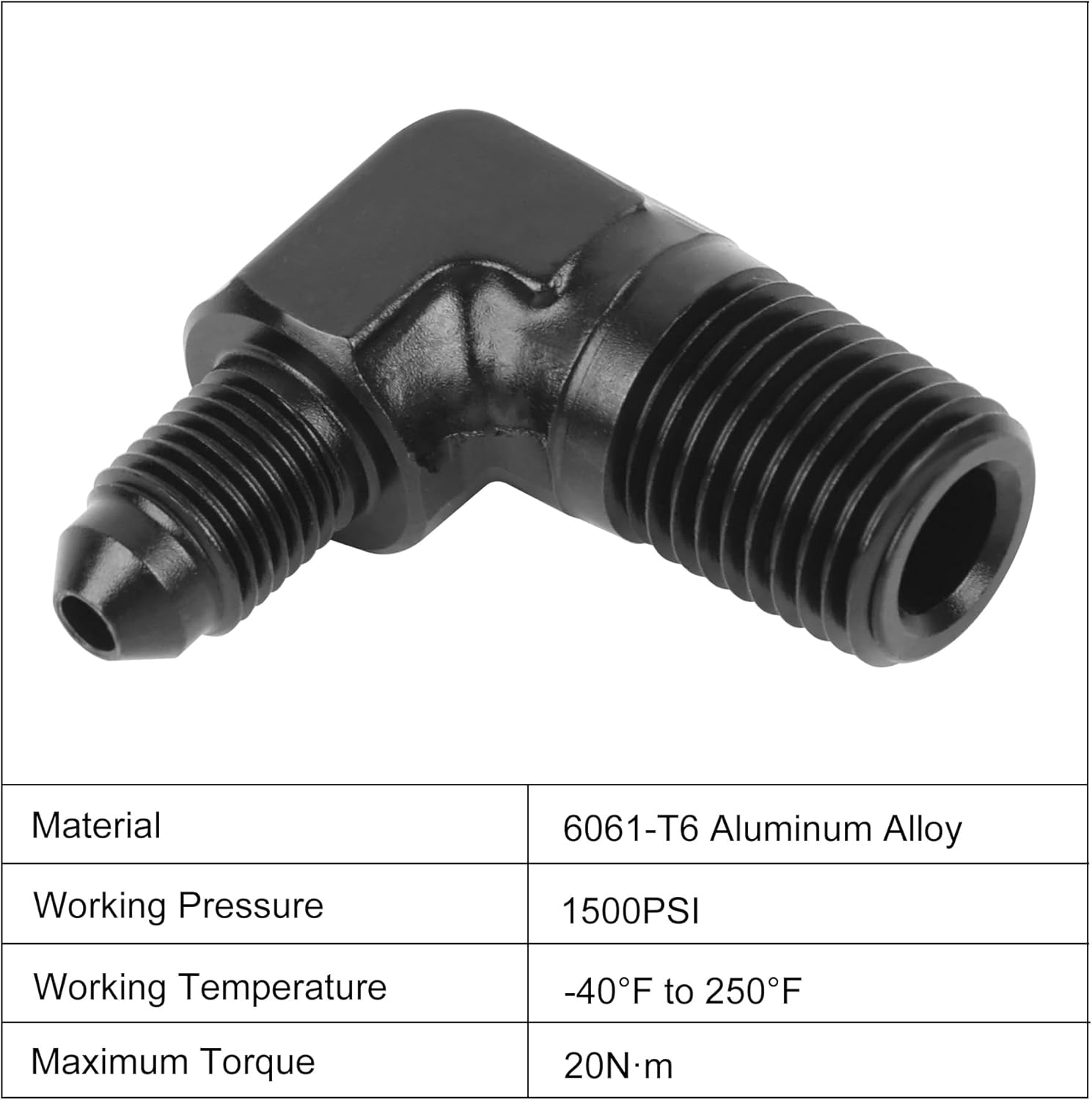 EVIL ENERGY AN to NPT Male 90 Degree Fitting Adapter Aluminum Black
