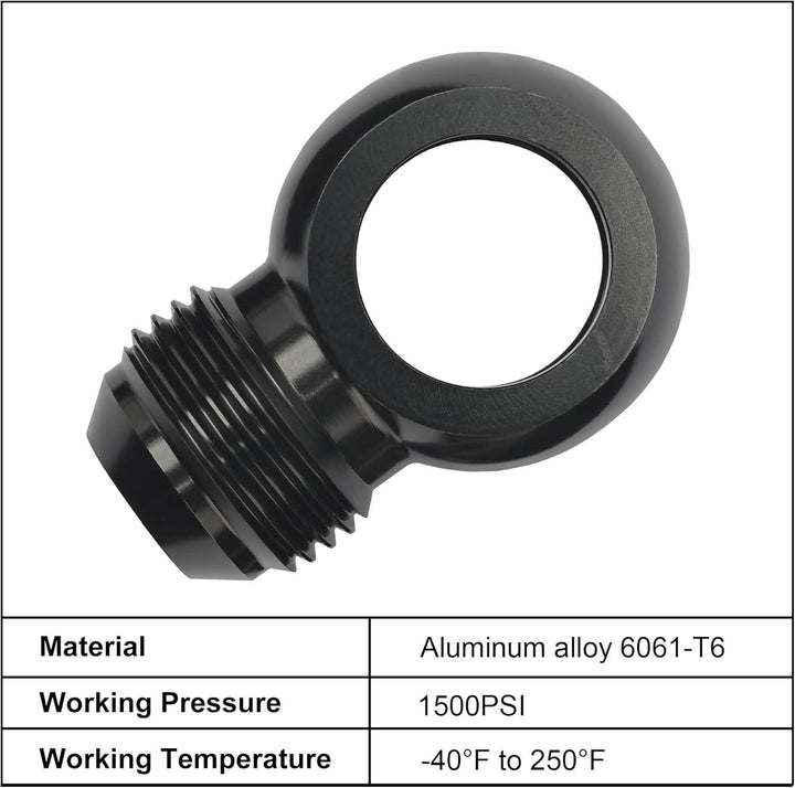 EVIL ENERGY Fuel Banjo Fitting Banjo Hole to AN Male Flare Adapter Fitting Aluminum Black - EVILENERGY