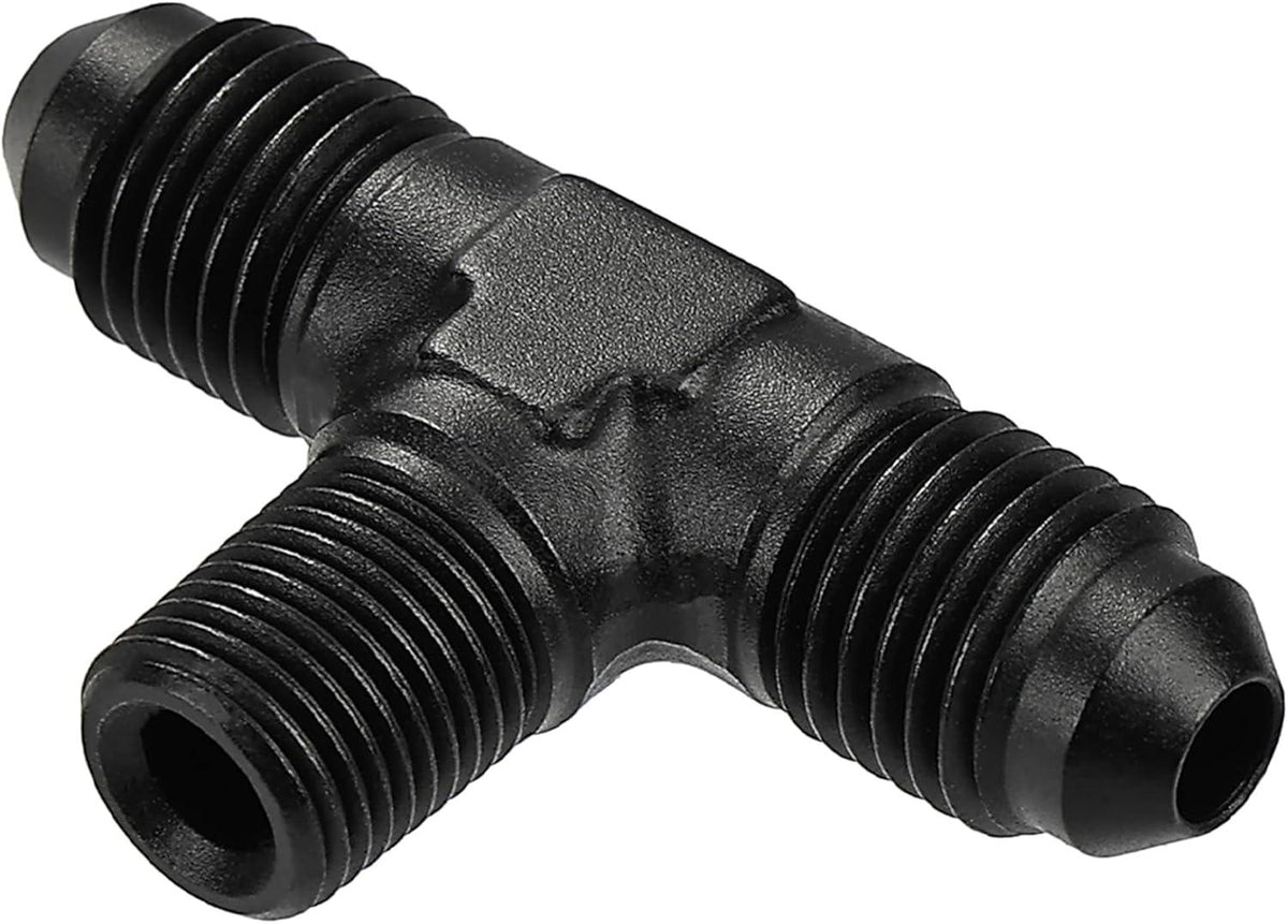 EVIL ENERGY AN Tee Male Flare to NPT on Side Branch T Fitting Adapter Aluminum Black - EVILENERGY